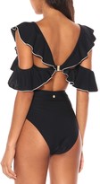 Thumbnail for your product : Diane von Furstenberg Cold-shoulder ruffled bikini top