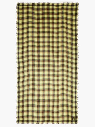 Loewe Anagram-embroidered Check-cashmere Scarf - Yellow