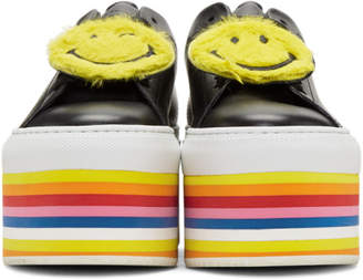 Joshua Sanders Black Smile Rainbow Platform Sneakers