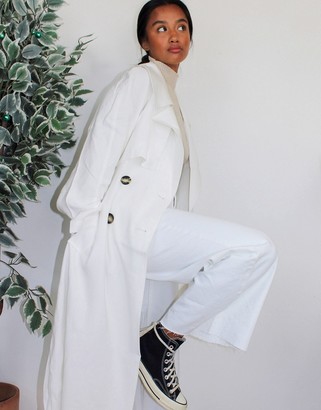 ASOS Petite DESIGN Petite slouchy trench coat in white