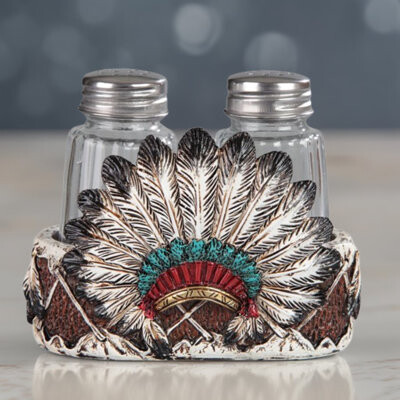FC Design 4.5"War Bonnet Salt & Pepper Shakers Holder