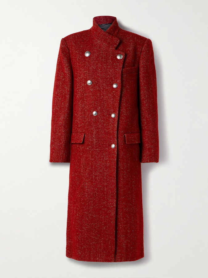 Isabel Marant Giusa Double-breasted Herringbone-twill Coat - Red