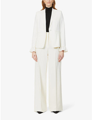Max Mara Ladies White Daphne Padded-Shoulder Stretch-Wool Jacket, Size: 12
