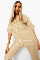 Thumbnail for your product : boohoo Leather Look Pocket Detail Shirt