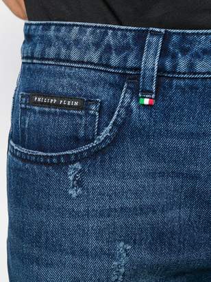 Philipp Plein Low Rise Distressed Straight Jeans