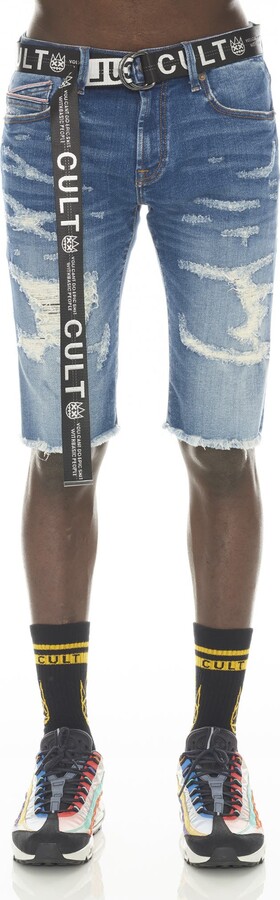 Cult of Individuality Rocker Belted Denim Shorts