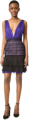 J. Mendel V Neck Dress with Lace Skirt