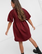 Thumbnail for your product : Vero Moda Petite quilted smock dress in burgundy