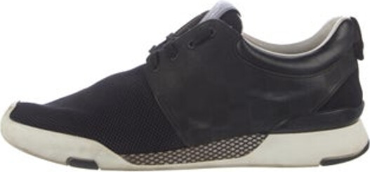 Louis Vuitton Leather Slip-On Athletic Sneakers Black Round-Toes Lace-Up Closure at Uppers Designer