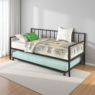Lark Manor Twin Daybed With Trundle Multifunctional Metal Lounge Daybed Frame For Living Room Guest Room