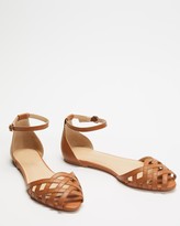 Thumbnail for your product : Atmos & Here Atmos&Here - Women's Brown Flat Sandals - Dana Leather Woven Flats - Size 9 at The Iconic