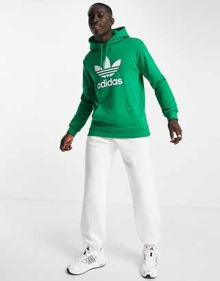 adidas adicolor large trefoil hoodie in green - ShopStyle