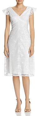 Adrianna Papell Embroidered Flutter-Sleeve Dress