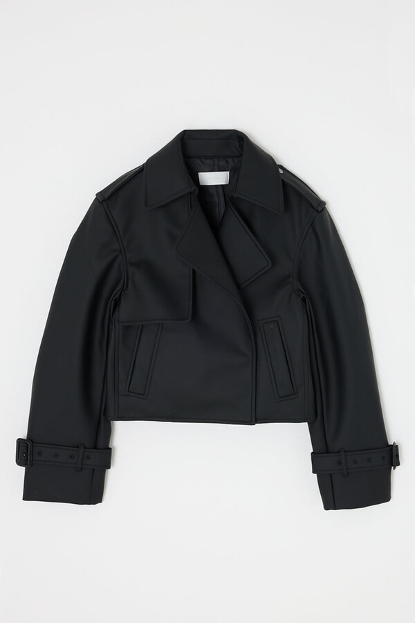 Faux Leather Short Trench Jacket