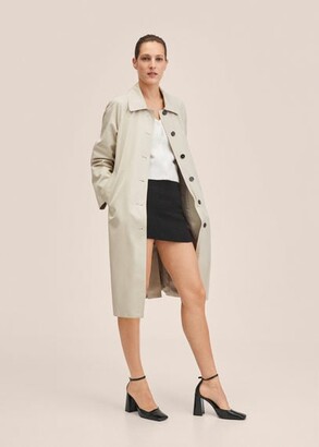 MANGO Buttons cotton trench beige - Woman - XS