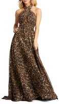 Thumbnail for your product : Mac Duggal Halterneck Cheetah-Print Gown
