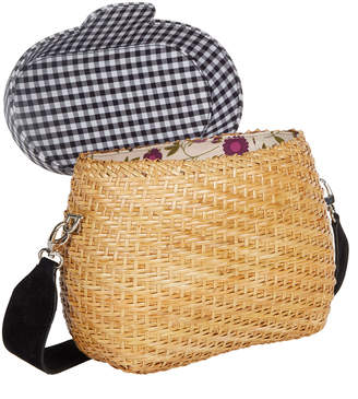 Edie Parker Jane Gingham Straw Basket Crossbody Bag, Multi