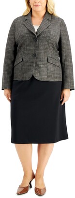 Le Suit Plus Size Plaid Jacket Skirt Suit