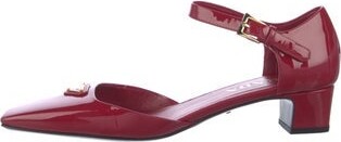 Prada Enameled Metal Triangle Patent Leather D'Orsay Pumps
