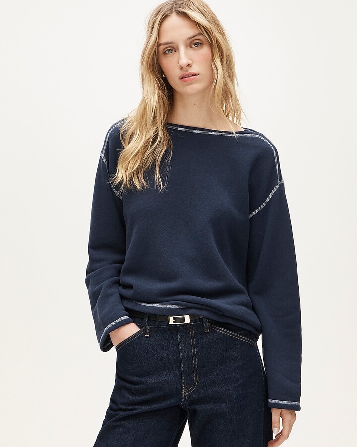 J.Crew Heritage terry boatneck sweatshirt with contrast stitch