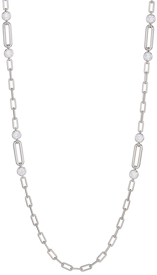 Adriana Orsini Linxy Sterling Silver & Cubic Zirconia Station Oval-Link ...