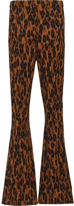 leopard flare pants green