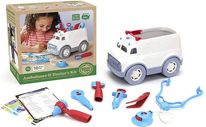 Green Toys Ambulance & Doctor's Kit Role Play Set, Red/Blue