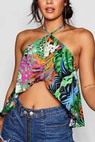 Thumbnail for your product : boohoo Alicia Animal Print Open Swing halter