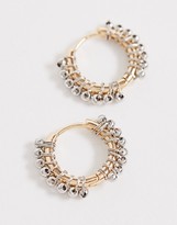 Thumbnail for your product : ASOS DESIGN hoop earrings with ball studs in two tone finish