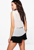 Thumbnail for your product : boohoo Kaylee Tie Waist Crochet Shirt