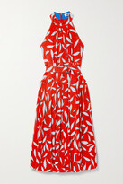 Thumbnail for your product : Diane von Furstenberg Nicola Belted Pleated Printed Woven Halterneck Midi Dress - Red - US0