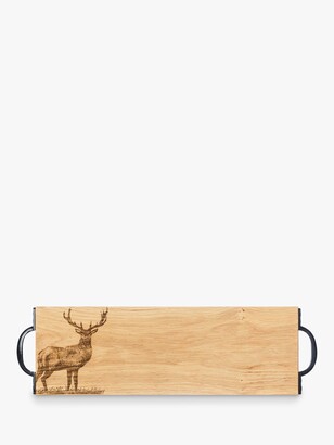 Scottish Made Oak Wood Monarch Stag Serving Tray, 45cm, Natural
