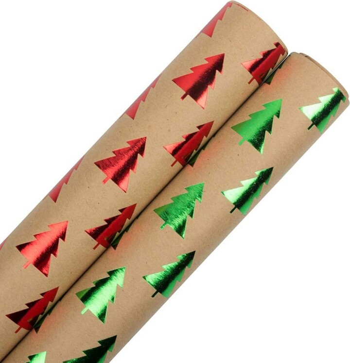 Jam Paper Assorted Gift Wrap 50 Square Feet Kraft Wrapping Paper Rolls