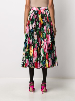 Richard Quinn Floral Print Pleated Skirt
