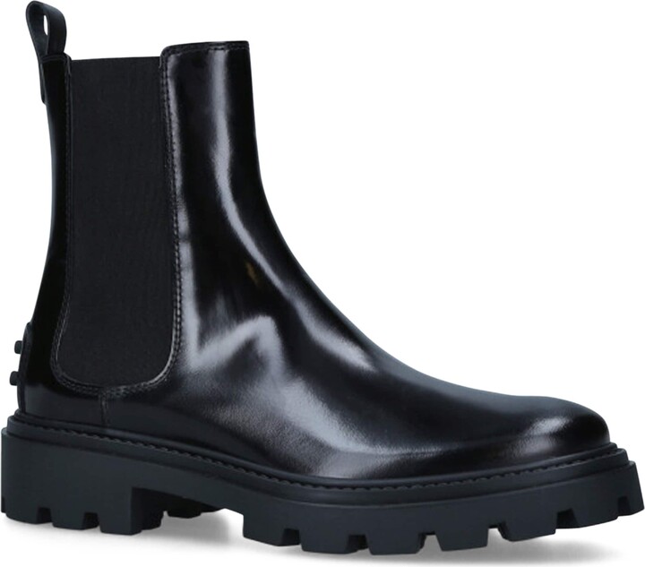 Tod's Leather Gomma Pesante Chelsea Boots