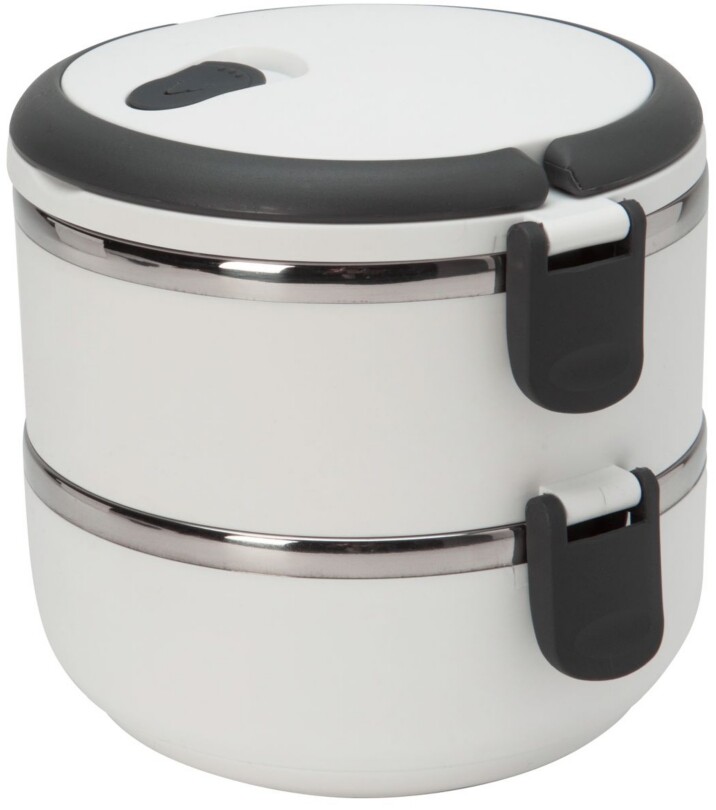 Kitchen Details 2-Tier White Insulated Stainless Steel Lunch Box