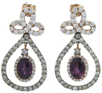 LeVian 14K Rose Gold Rhodalite Garnet Diamond Dangle Earrings