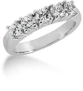 Wedding Bands Wholesale 950 Platinum Diamond Anniversary Wedding Ring 5 Round Brilliant Diamonds, Prong Setting 1.00 ctw. 210WR1475PLAT - Size 8.5