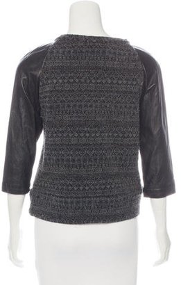 Gryphon Leather-Trimmed Alpaca Sweater