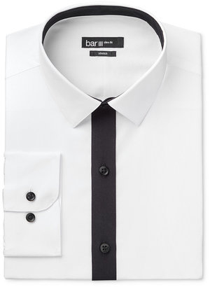 Bar III Men's Slim-Fit White with Black Placket Dress Shirt, Only at Macy's