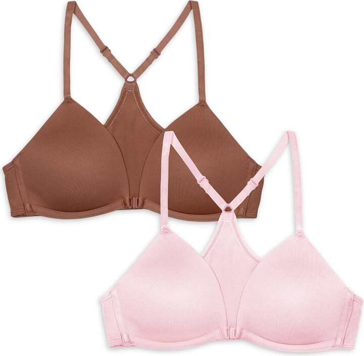 Wonder Nation Girls Front Close Wirefree T-Shirt Bra, 2-Pack, Sizes 30A-38A