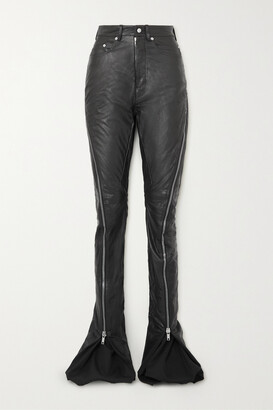 Rick Owens Zip-detailed Leather Flared Pants - Black - ShopStyle