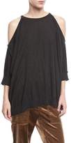 Thumbnail for your product : Brunello Cucinelli Cashmere-Silk Cold-Shoulder Pullover Top