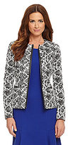 Thumbnail for your product : Kasper Faux-Leather-Trimmed Snakeskin Jacquard Jacket