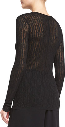 The Row Catalina Long-Sleeve Mesh Sweater, Black