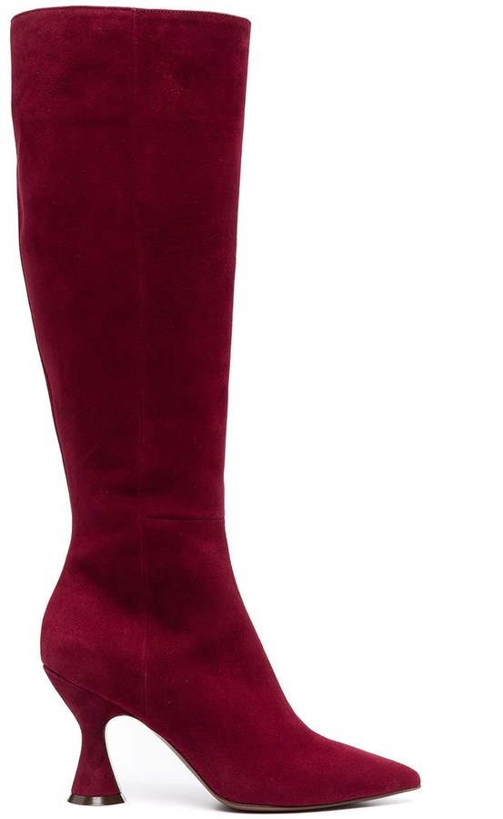 burgundy knee high boots