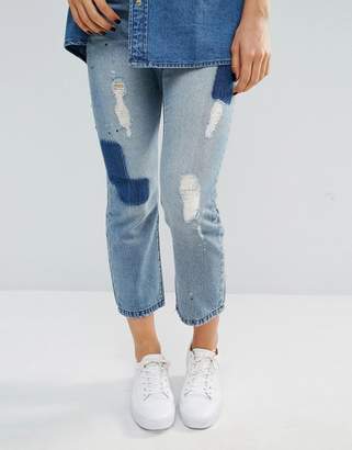 Only Cropped Boyfriend Jeans With Patches