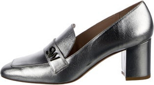 Stuart Weitzman Leather Pumps Metallic & Silver Round-Toes Designer