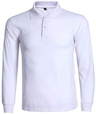 XI PENG Men's Sport Dress Cotton Long Sleeve Fitted Jersey Polo Shirt
