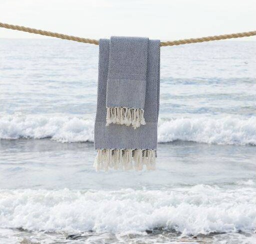 Linum Home Textiles Set of 2 Fun in Paradise Pestemal Beach/Hand Towels  Dark Blue - ShopStyle
